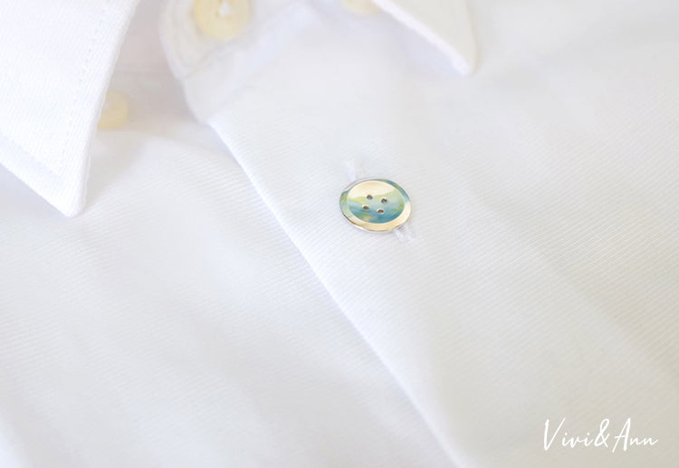Exclusive White Gold Button Ornament Accessory Solid 14K Gold