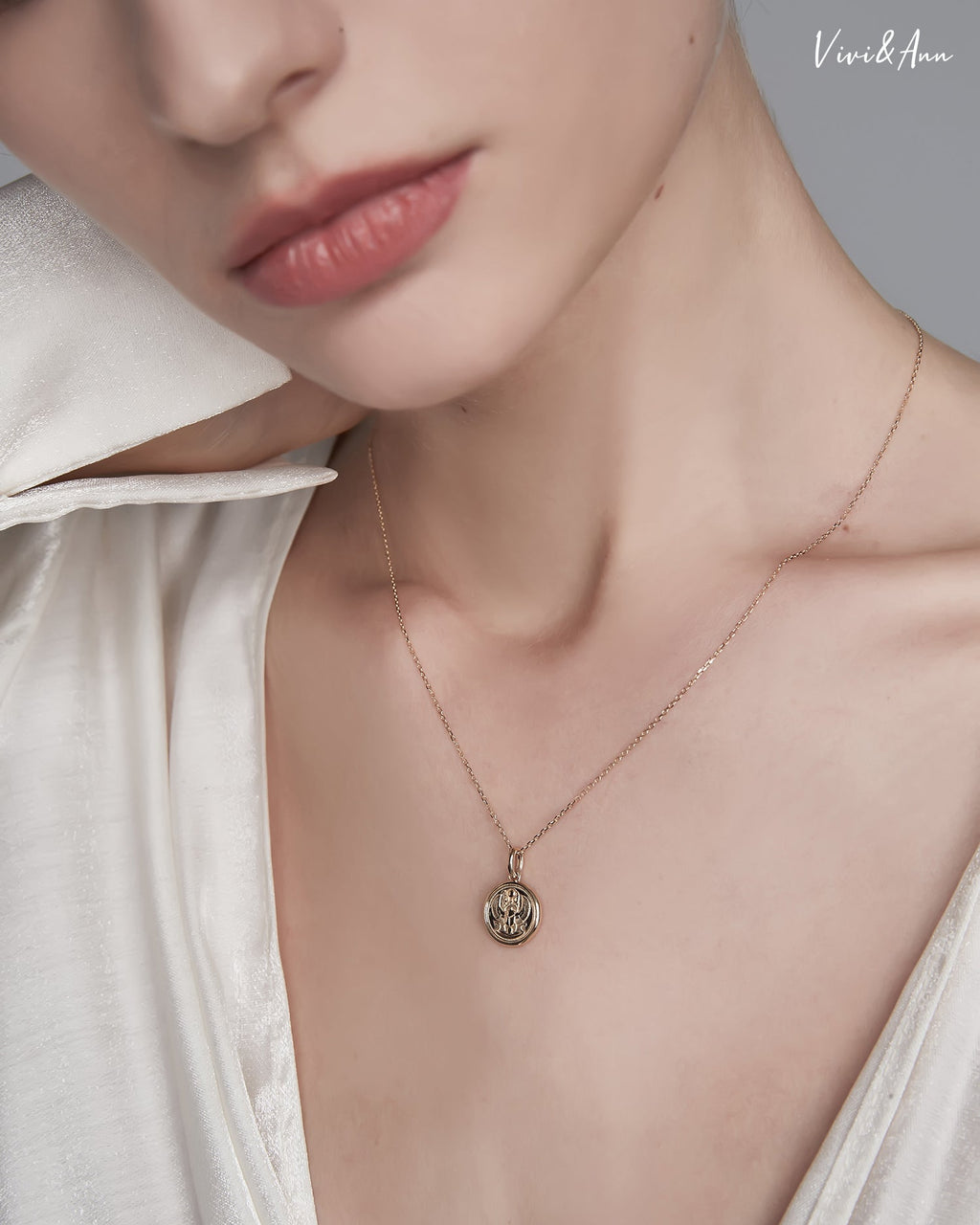 Solid 14K Gold Egyptian Revival Scarab Coin Necklace