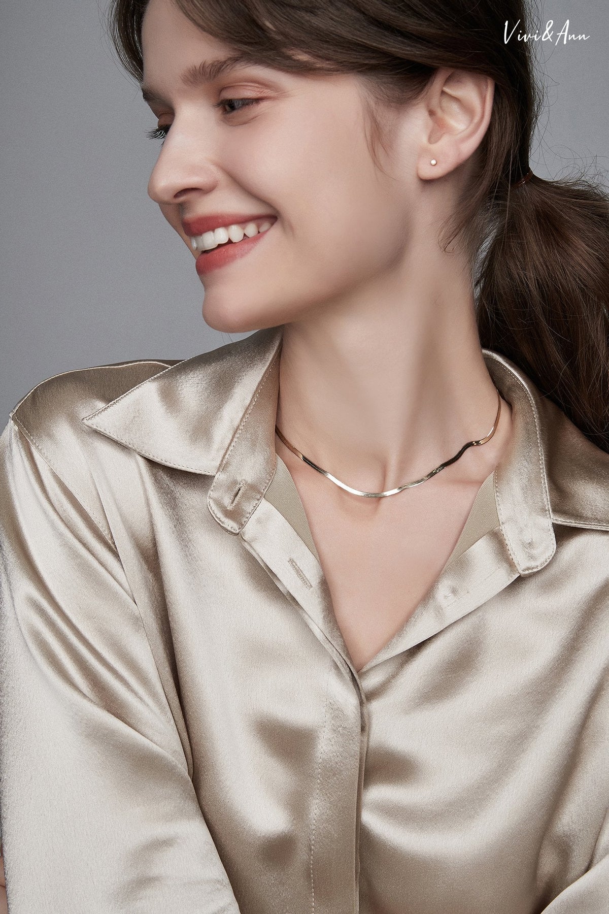 Made to Order - Solid 18K Gold Herringbone Chain Necklace