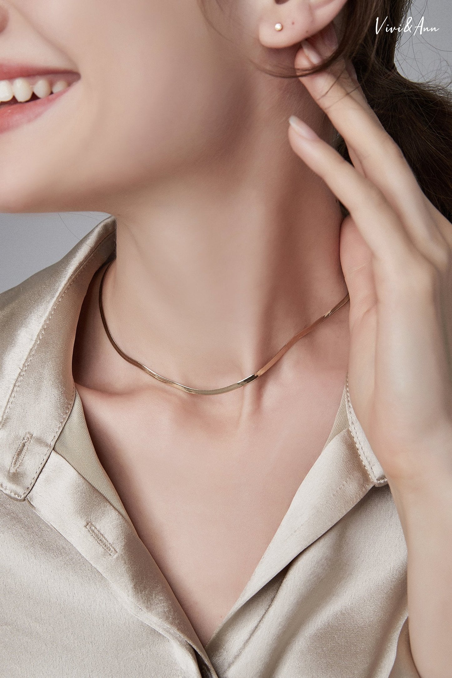 Made to Order - Solid 18K Gold Herringbone Chain Necklace