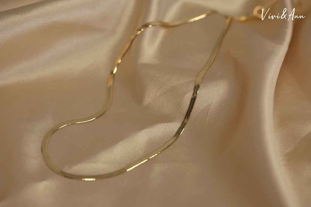 Made to Order - Solid 18K Gold Herringbone Chain Necklace