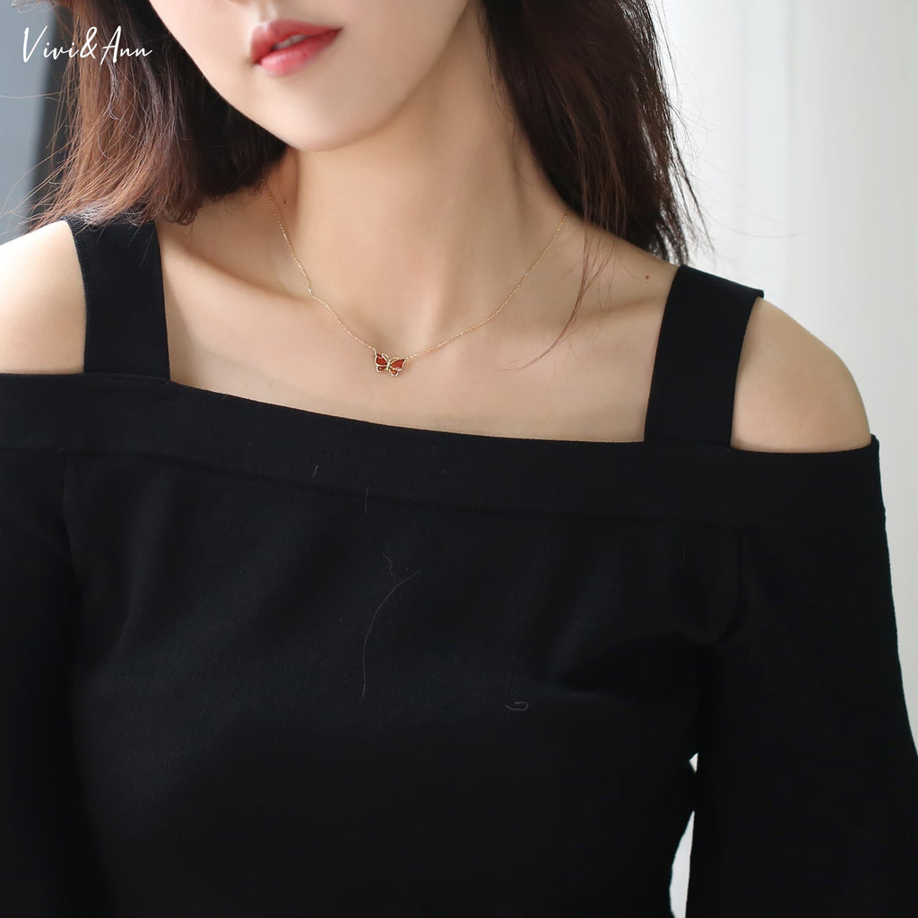 Signature Guilloché Enamel Butterfly 18K Gold Necklace