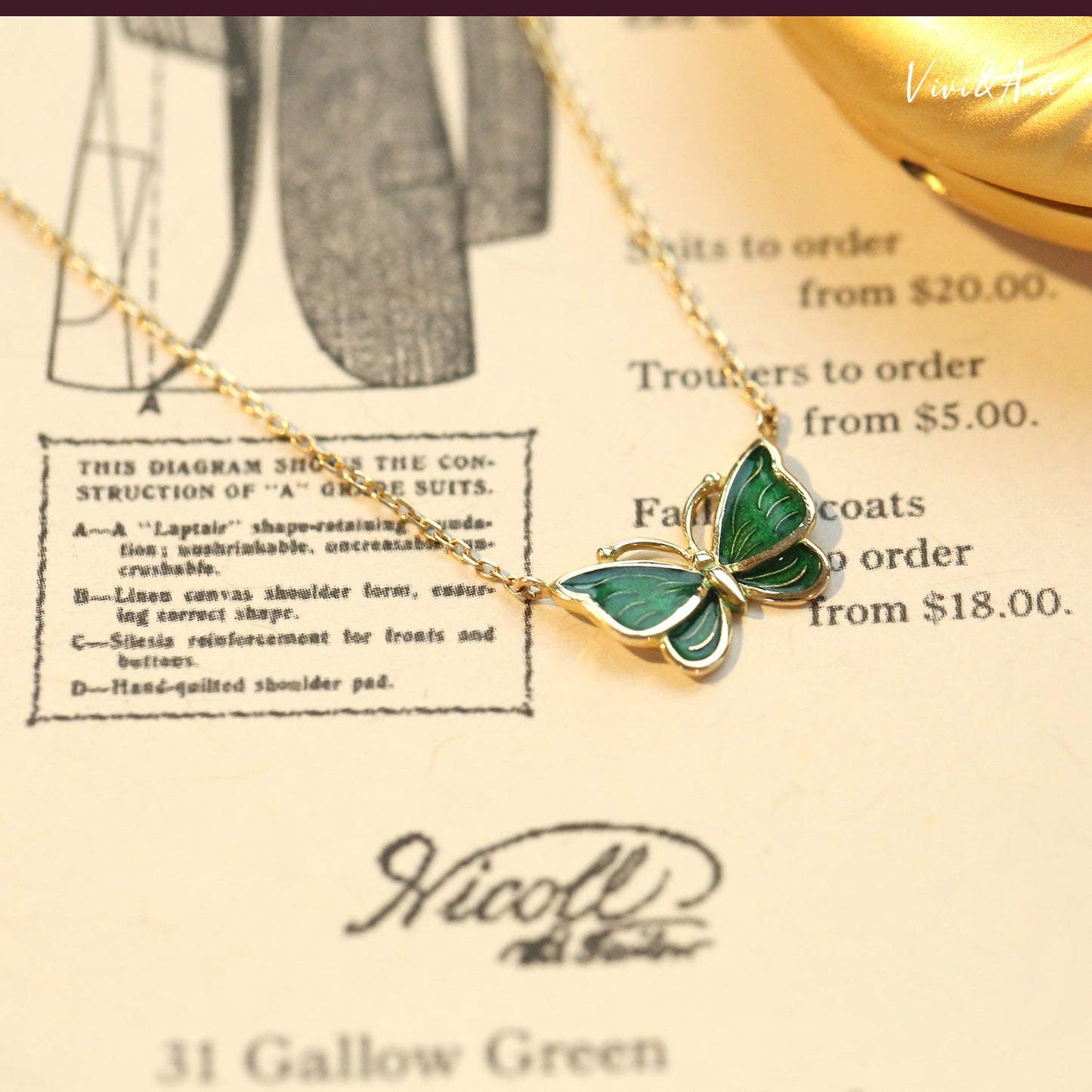 Signature Guilloché Enamel Butterfly 18K Gold Necklace