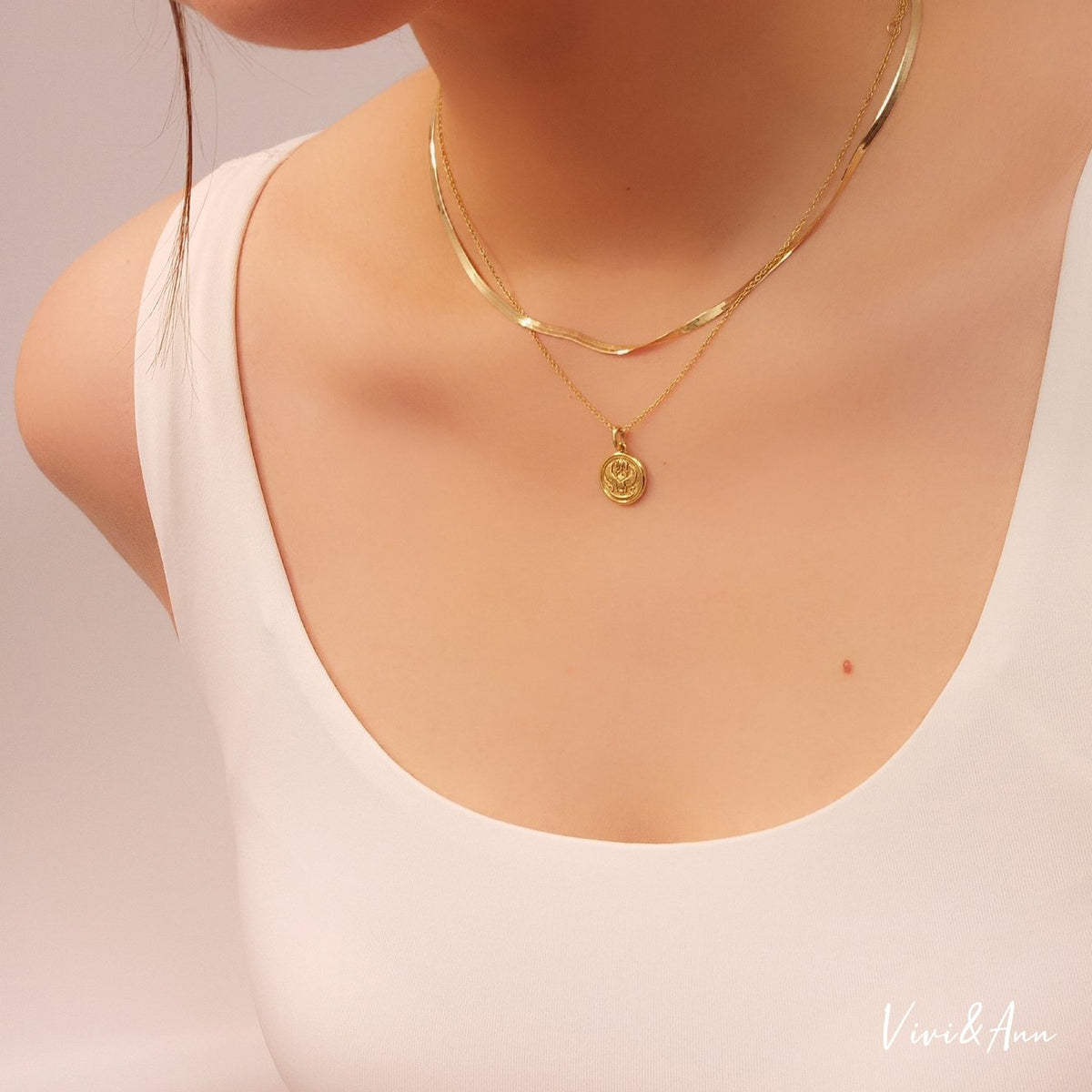 Made to Order - Solid 18K Gold Herringbone Chain Necklace